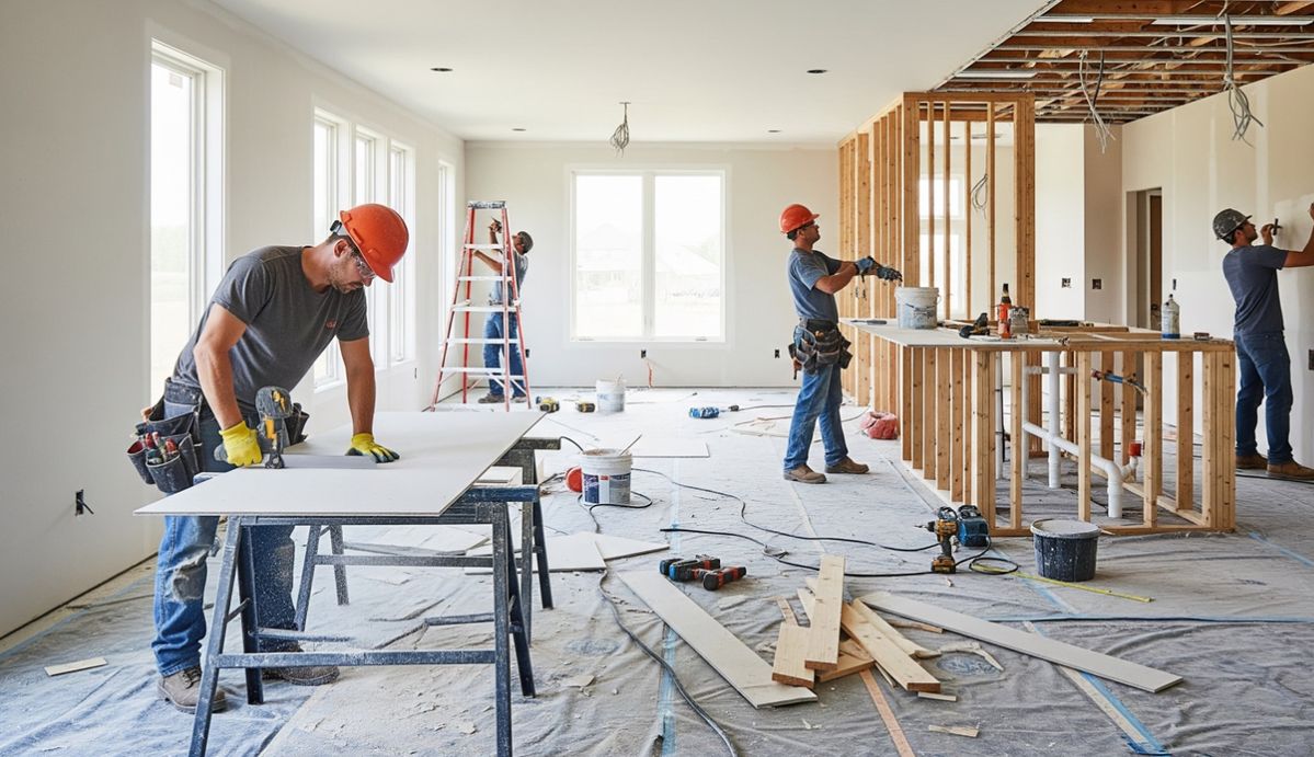 Renovation work in progress inside a Karachi home